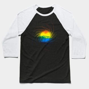 Abstract "Black Hole" Rainbow Design Baseball T-Shirt